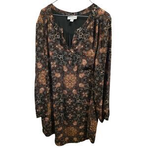 Allison Joy Cottage Core Midi Dress S‎ Women's Long Sleeve V Neck Lined Pullover